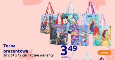 Torba prezentowa 26 x 34 x 12 cm różne warianty (Spider-Man, Mickey, Psi Patrol, Disney Princess) promocja w Action