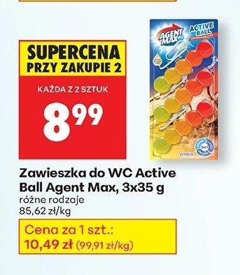 Zawieszka do WC Active Ball 3x35 g różne rodzaje promocja w Biedronka