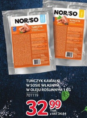 Tuńczyk kawałki w sosie własnym, w oleju roślinnym NOR/SO 1 kg promocja w Selgros