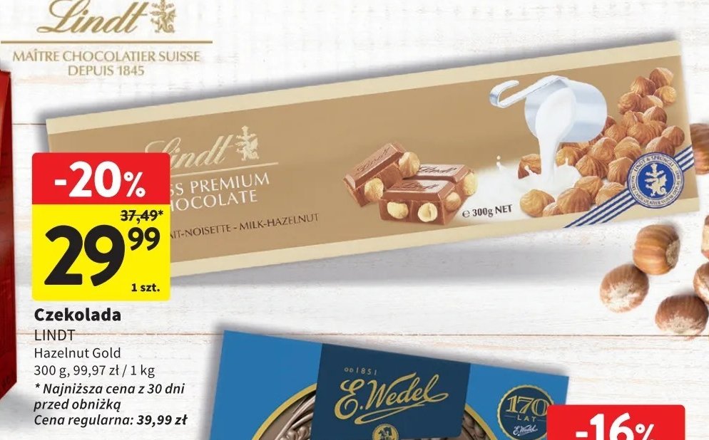 Czekolada gold z orzechami Lindt promocja