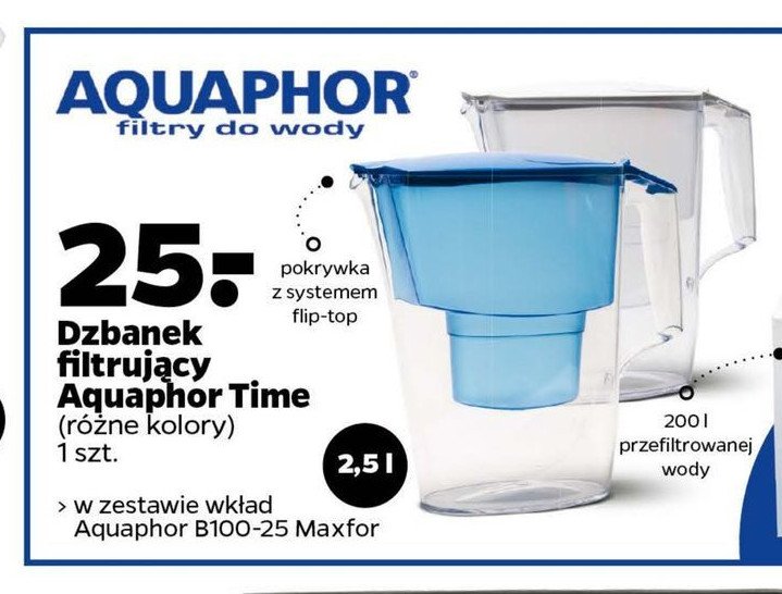 Dzbanek time filtrujący do wody 2.5 + wkład b100-25 Aquaphor promocja