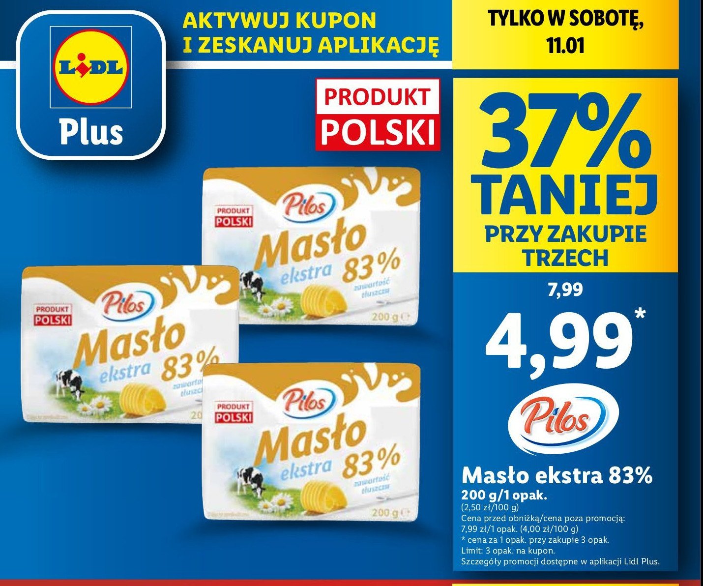 Masło ekstra 83 % Pilos promocja