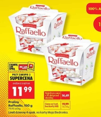Praliny 150 g Raffaello promocja w Biedronka