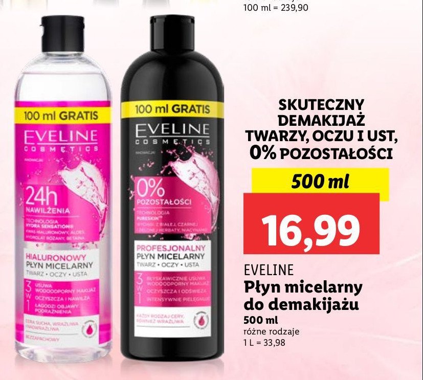 Płyn miceralny nawilżający Eveline cosmetics promocja