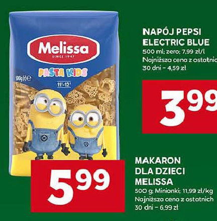 Makaron dla dzieci minionki Melissa pasta kids promocja