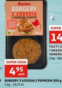 Burgery z łososia z pieprzem Auchan promocja