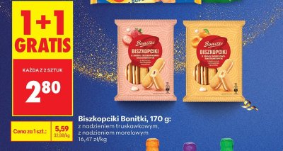 Biszkopciki Bonitki z nadzieniem truskawkowym 170g promocja w Biedronka