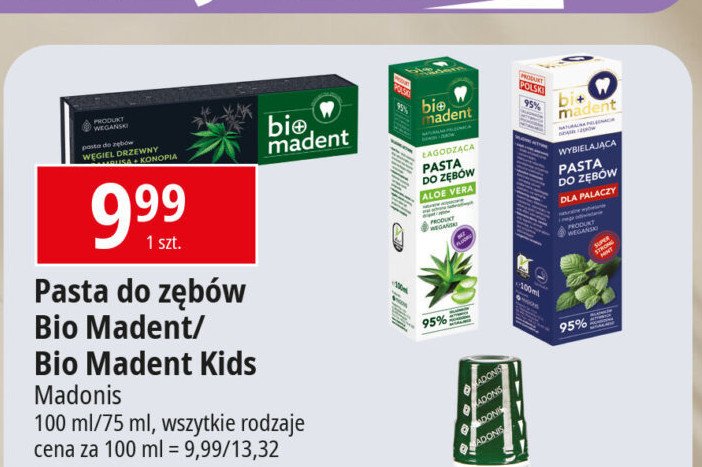 Pasta do zębów łagodząca aloe vera Bio madent promocja w Leclerc