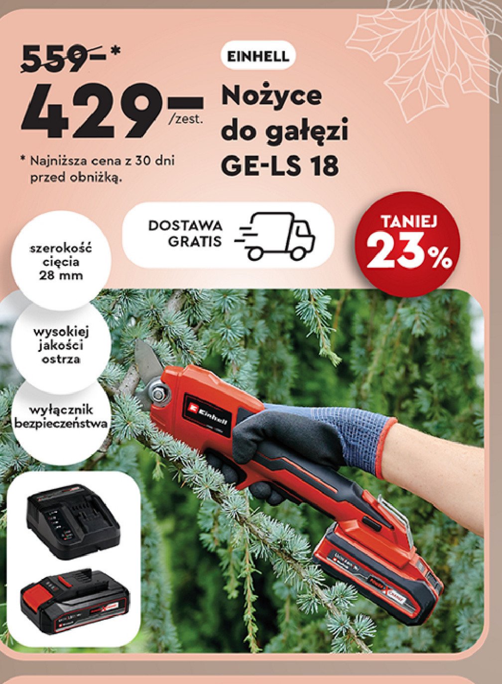 Nożyce do gałęzi ge-ls 18 Einhell promocja