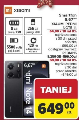 Smartfon 6,67" XIAOMI REDMI NOTE 14 promocja w Carrefour