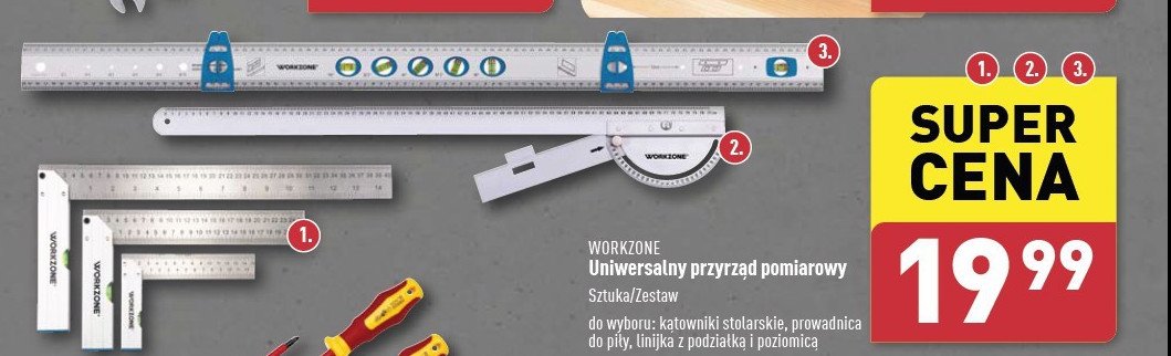 Linijka z podziałką i poziomicą WORKZONE promocja