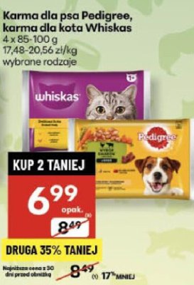 Karma dla psa Pedigree, dla kota Whiskas promocja w Delikatesy Centrum