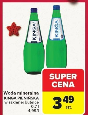 Woda mineralna KINGA PIENIŃSKA w szklanej butelce promocja w Carrefour Market