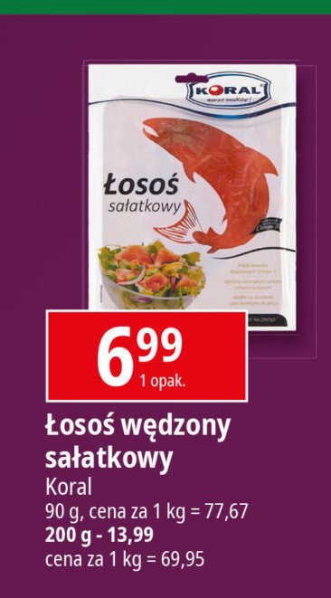 Łosoś wędzony sałatkowy Koral (graal) promocja w Leclerc