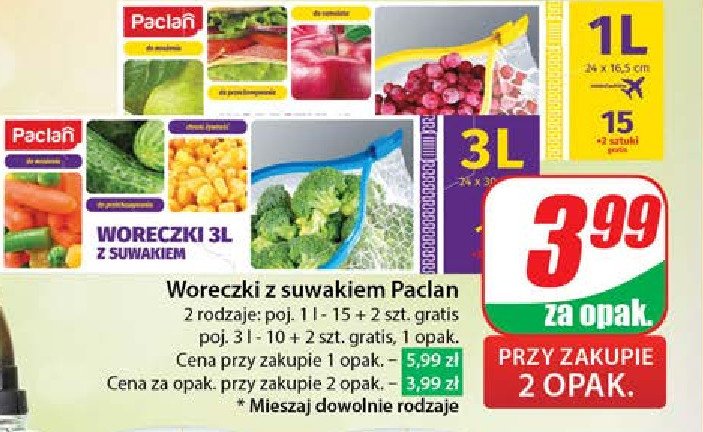 Woreczki do żywności z suwakiem 1l Paclan promocja w Dino