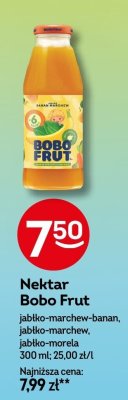 Nektar Bobo Frut jabłko-marchew-banan, jabłko-marchew, jabłko-morela promocja w Żabka