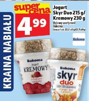 Jogurt Skyr Duo 215 g / Kremowy 230 g, wybrane asortymenty Bakoma promocja w TOPAZ