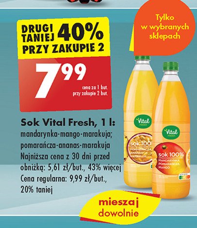 Vital Fresh sok 100% mandarynka-mango-marakuja promocja