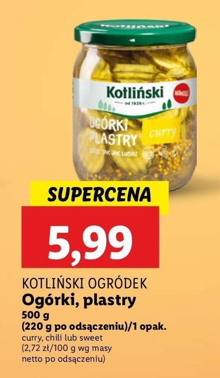 Ogórki chili plastry Kotliński ogródek promocja