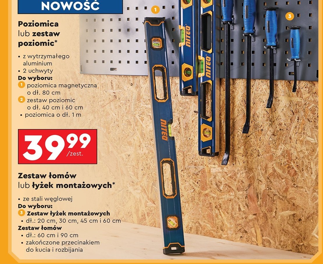 Zestaw łyżek montażowych 20 cm + 30 cm + 45 cm + 60 cm Niteo tools promocja w Biedronka