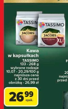 Kapsułki caffe crema xl Tassimo jacobs promocja w Carrefour