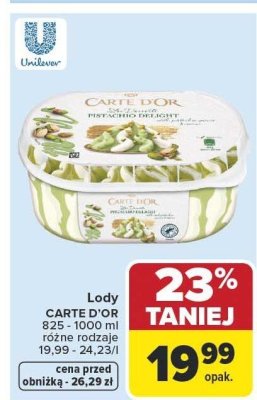 Lody CARTE D'OR różne rodzaje promocja w Carrefour