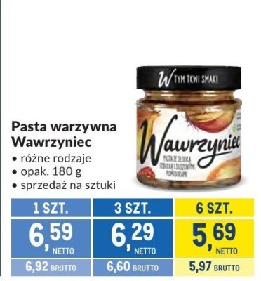 Pasta warzywna Wawrzyniec różne rodzaje promocja w Makro