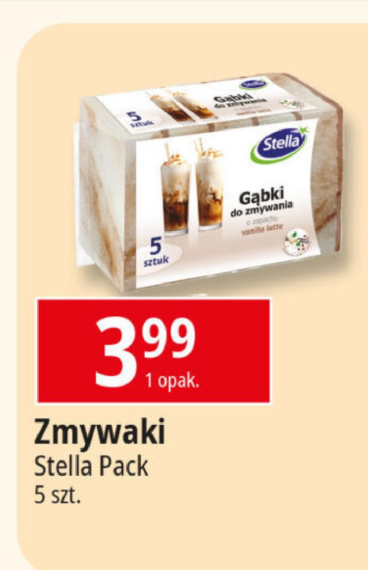 Gąbki do zmywania vanilla latte Stella promocja