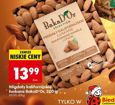 Migdały kalifornijskie łuskane 200 g promocja w Biedronka