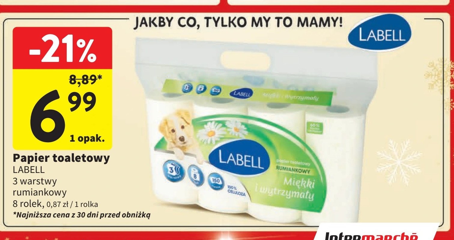 Papier toaletowy rumianek Labell promocja w Intermarche