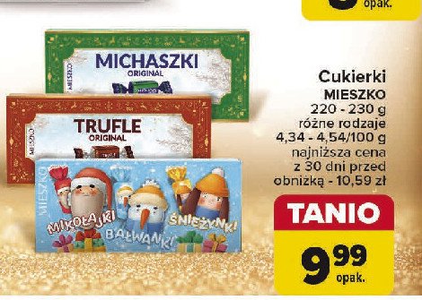 Cukierki mikołajki bałwanki śnieżynki Mieszko promocja w Carrefour