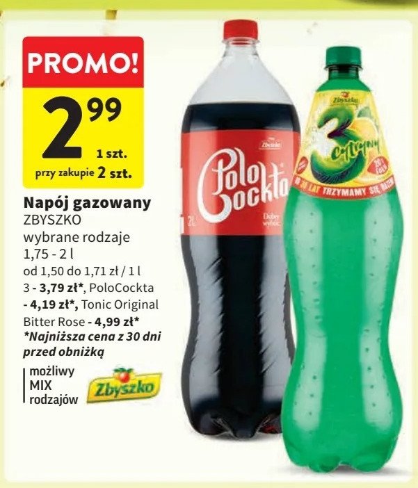 Napój bitter rose Zbyszko tonic Zbyszko (napoje) promocja w Intermarche