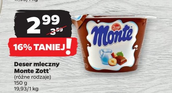 Deser mleczno-czekoladowy z orzechami Zott monte promocja