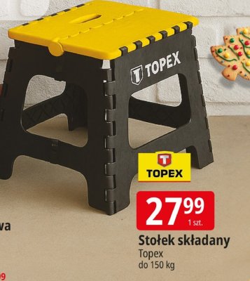 Stołek składany Topex do 150 kg promocja w Leclerc