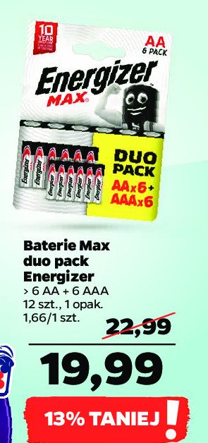 Baterie aa + aaa Energizer max promocje