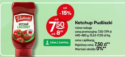Ketchup Pudliszki Łagodny promocja w Żabka