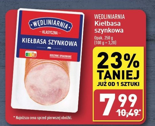 Kiełbasa szynkowa Wędliniarnia classic promocja