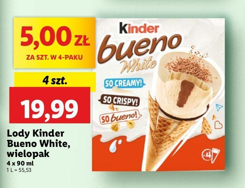 Lody Kinder bueno white promocja w Lidl