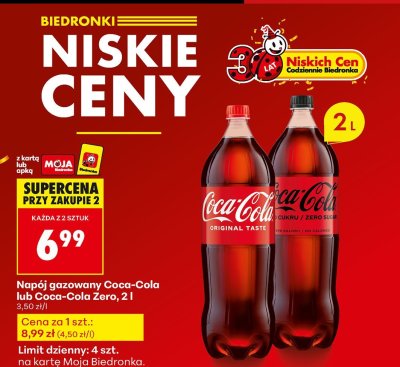 Napój gazowany Coca-Cola Zero 2l promocja w Biedronka