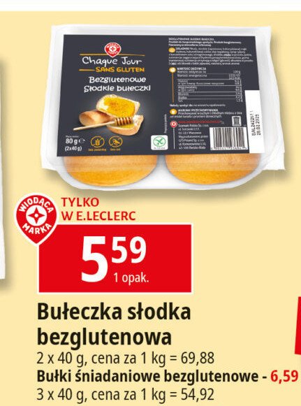 Bułki słodkie Wiodąca marka chaque jour promocja w Leclerc