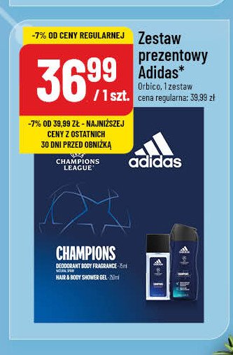 Zestaw w pudełku champions league arena edition żel pod prysznic 250 ml + dezodorant 75 ml Adidas zestawy Adidas cosmetics promocja