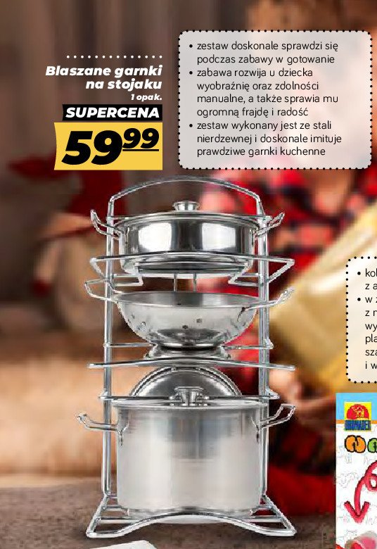Blaszane garnki na stojaku MALIS promocja