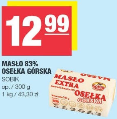 Masło 83% Osełka Górska Sobik promocja w SPAR