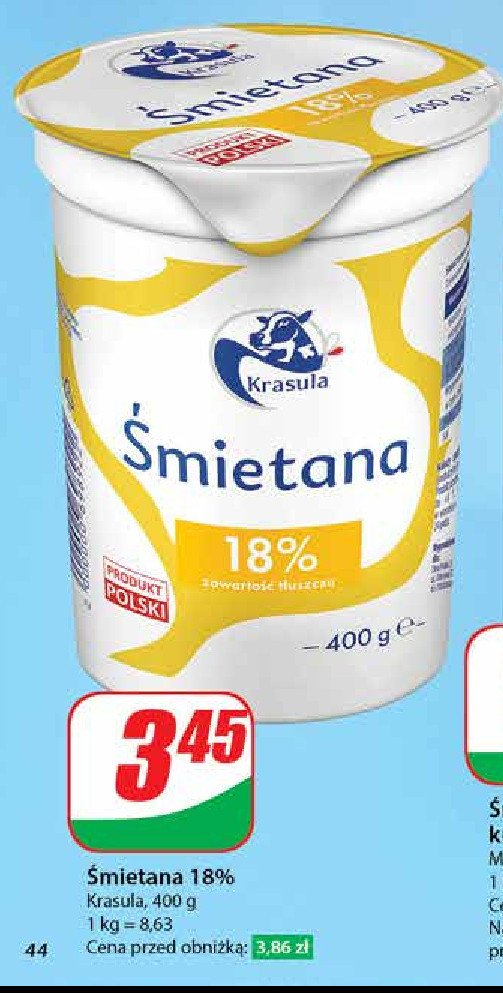 Śmietana 18 % Hula krasula promocja w Dino