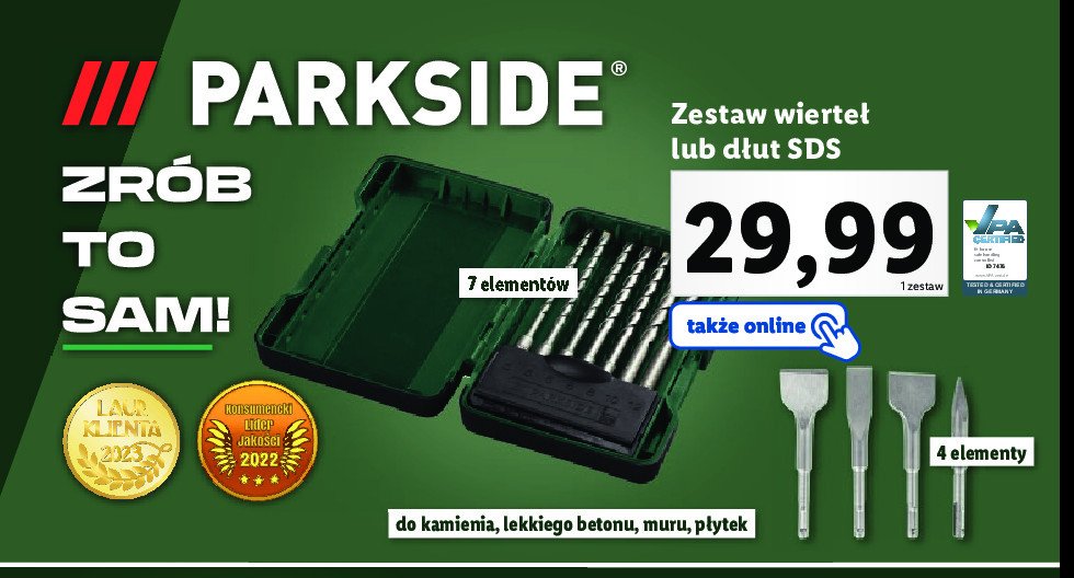 Wiert艂a udarowe i d艂uta sds Parkside promocja