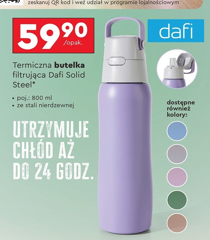 Butelka solid steel 800 ml fioletowa Dafi promocja w Biedronka