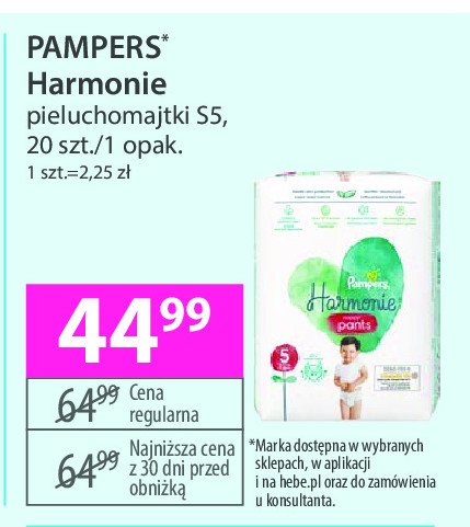 Pieluchomajtki rozm 5 Pampers harmonie nappy pants promocja