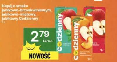 Napój jabłkowo-brzoskwiniowy, jabłkowo-miętowy, jabłkowy Codzienny promocja w Delikatesy Centrum