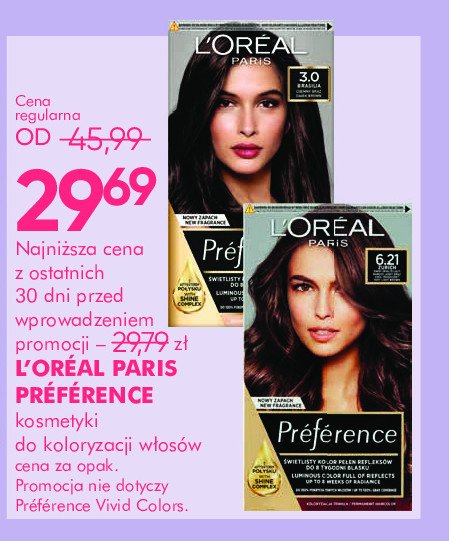 Farba do włosów ciemny brąz 3.0 L'oreal preference promocja