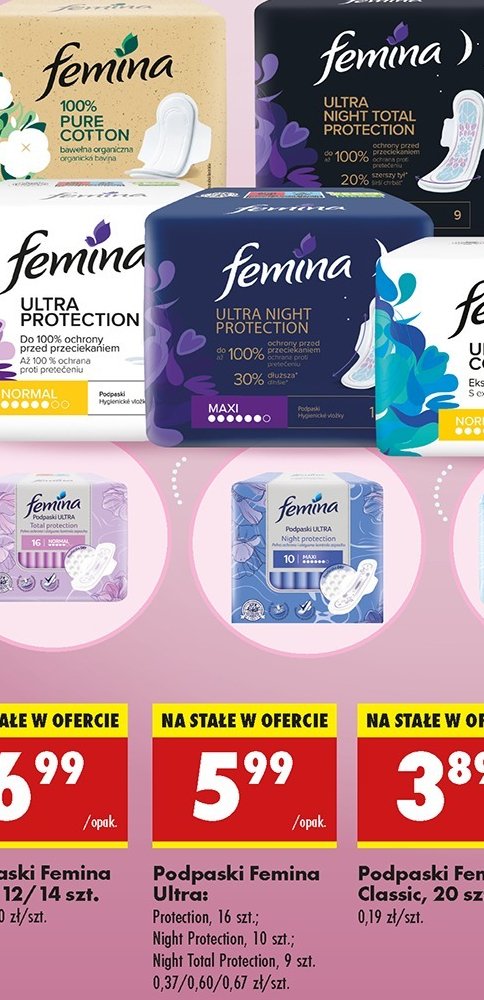 Podpaski night Femina ultra promocja w Biedronka
